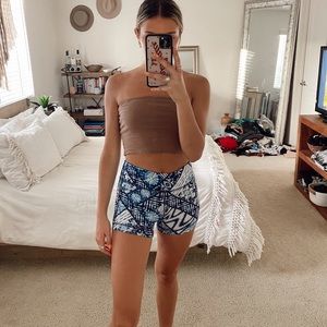 Athleta Printed Blue Biker Shorts